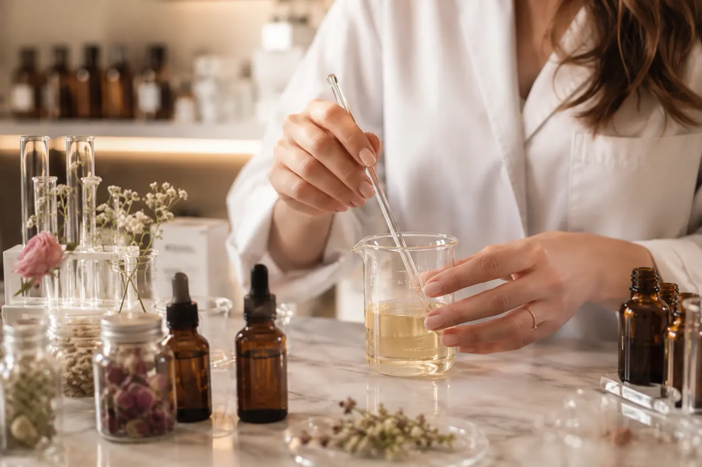 Příprava kosmetické formulace ve skleněné kádince