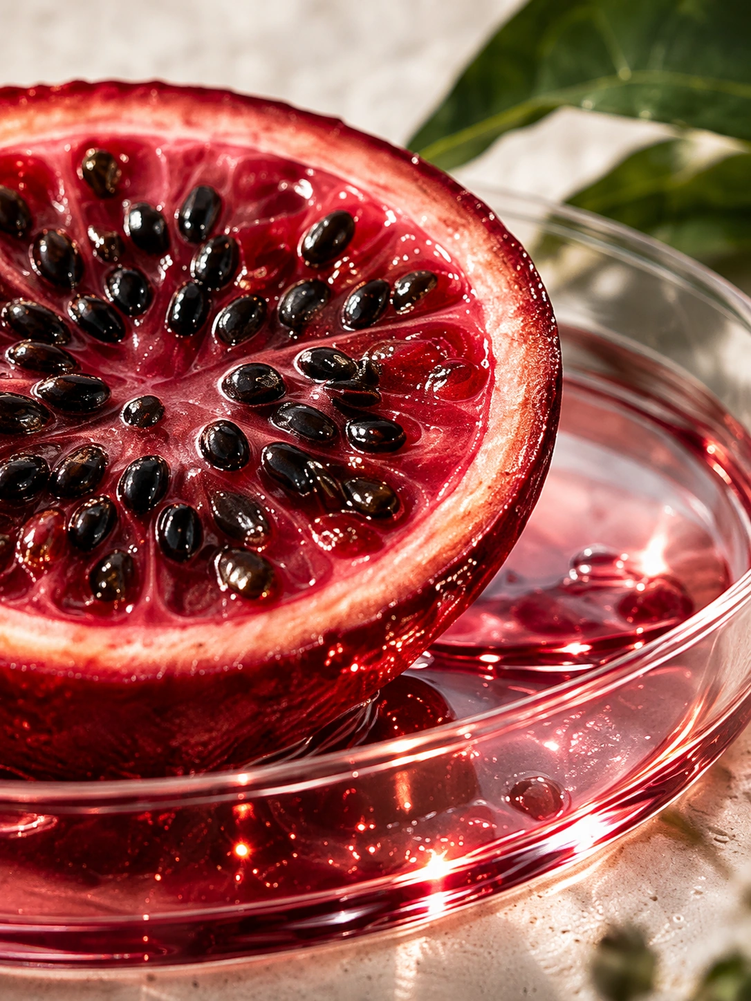 Close-up of a red botanical ingredient